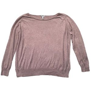 Joie Pullover Wool Blend Sweater Round Neck Rolled Exposed Hem Pink Large